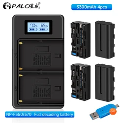 PALO 3300mAh NP-F550 NP-F330 NP F550 NP F330 Camera Battery + LCD Dual USB Charger for Sony NP-F550 NP-750 YONGNUO Camera Lights
