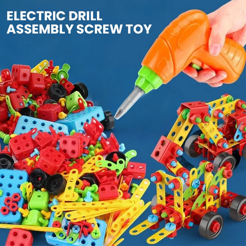

Kids Building Blocks Set Electric Drill Assembly Screw Toy Puzzle Multifunctional Educational STEM Toys for Boys Girls Birthday