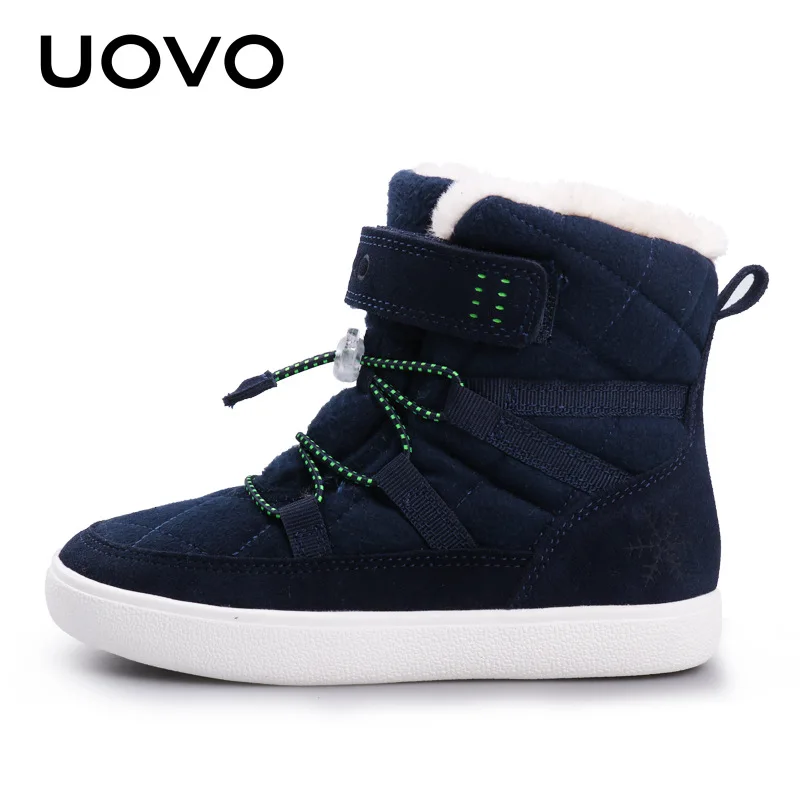 Uovo Brand Child Boy Winter Ankle Suede Leather Boots For Girl Kids 2020 Warm Snow Boots Children'S Sports Shoe 5 7 8 10 13 12