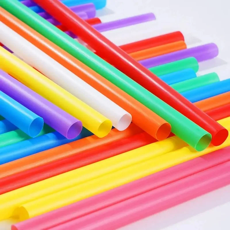 300/100pcs Colorful Disposable Straws Plastic Drinking Straw for Milk Tea Juice Cocktail Wedding Birthday Party Decor Supplies