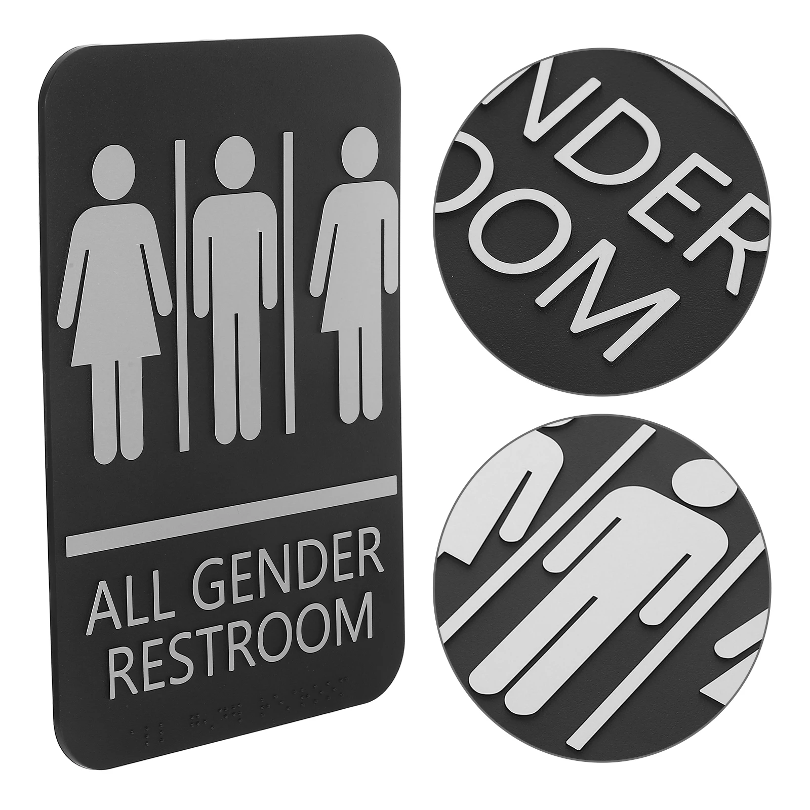

Braille Signage Bathroom Wall Metal Restroom Signs Home Unisex Toilet Door Business Decal Identification Traffic Safety