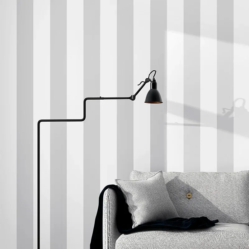 Nordic style modern simple gray black and white stripe wallpaper vertical bar living room bedroom clothing store background