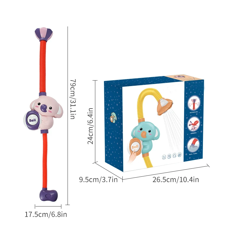 Zabawki na głowicę prysznicową dla małych dzieci, elektryczna głowica prysznicowa ze strumieniem wody słonia, zabawki do wanny, do zabawy w wannie