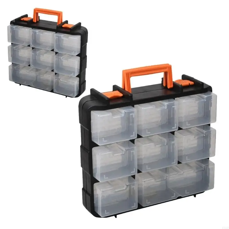 P82E Lightweight Handheld Organizers Storage Box With Antislip Handle For Easy Transport Household Repairs And Garage Storage