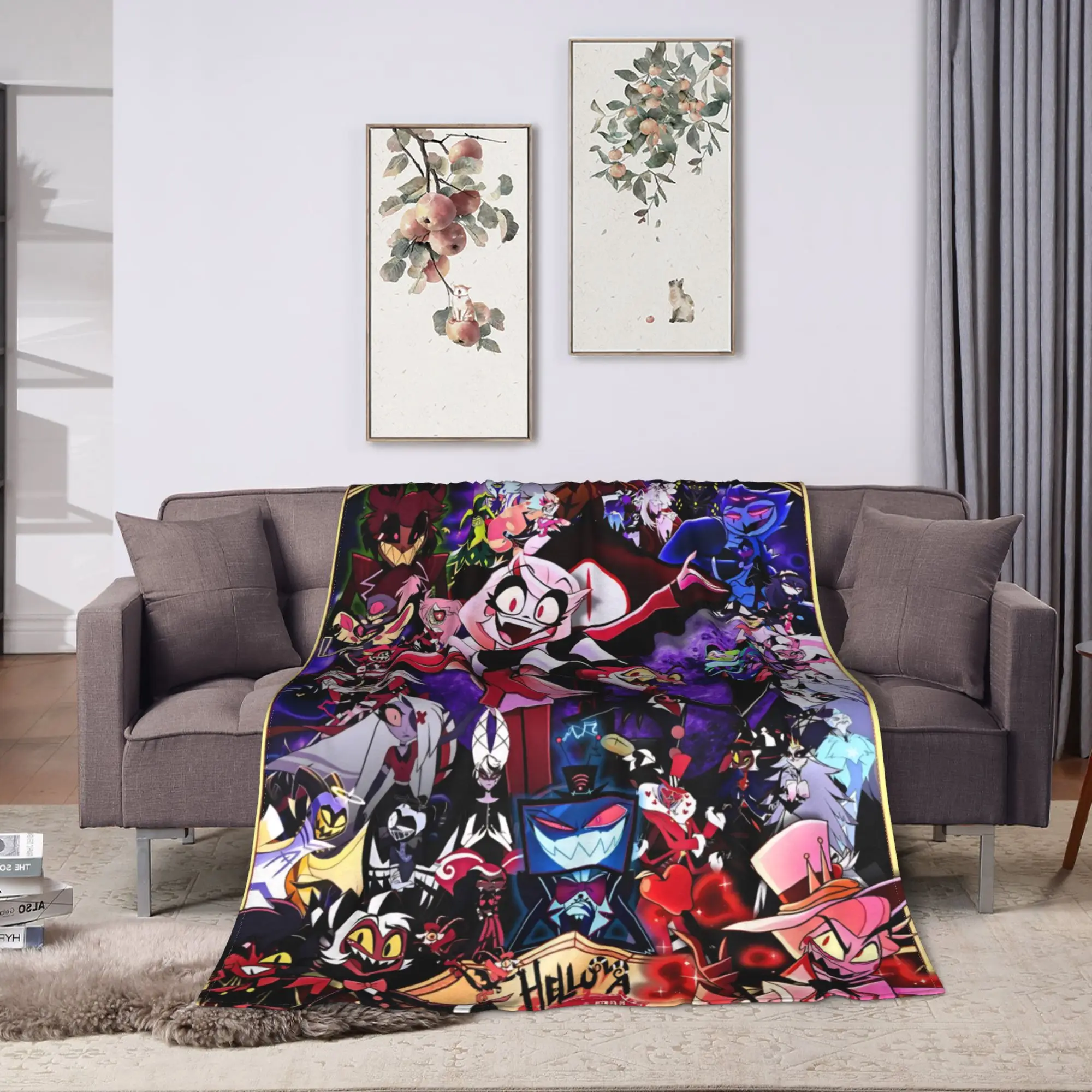 سوبر بطانية دافئة التخييم 2025 H-Hazbin فندق أنمي رمي بطانية الفانيلا المفرش لغرفة النوم غطاء سرير أريكة مريحة