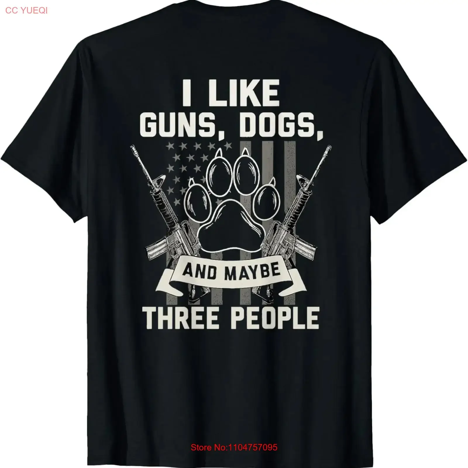I Like Guns Dogs And Maybe 3 People Back Print Funny Gun Dog T Shirt  vintage Washed fashion Breathable Versatile Comfortable