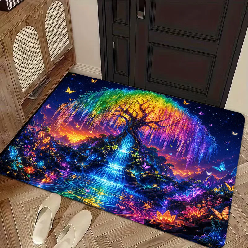Blue X Ray Teeth Skull Skeleton Non Slip Doormat Dentist Clinic Funny Front Entrance Rug Indoor Outdoor Home Floor Decor