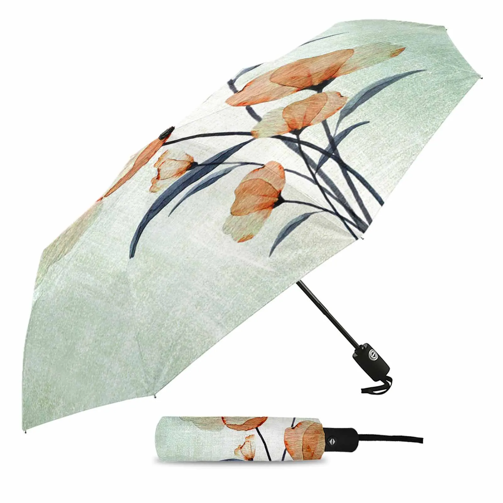 Gradual Decadent Style Of Flowers Flower Automatic Umbrella for Rain Foldable Parasol Umbrella Eight strand Outdoor Umbrellas