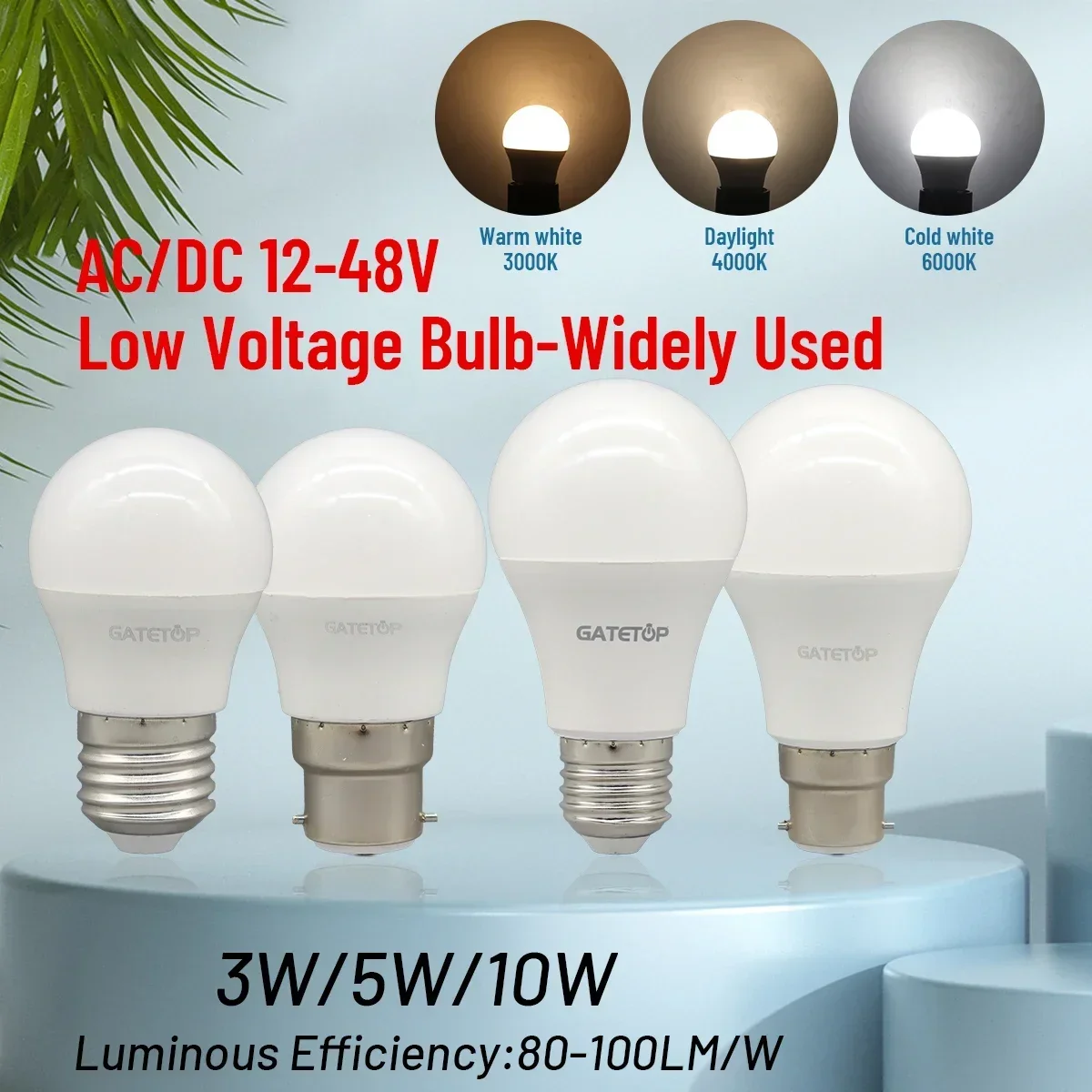 

10PCS Low Voltage E27 B22 DC AC 12V-85V LED Bulb 3W 5W 10W No flicker Light 12 Volts Lighting Cold Warm White Lamp