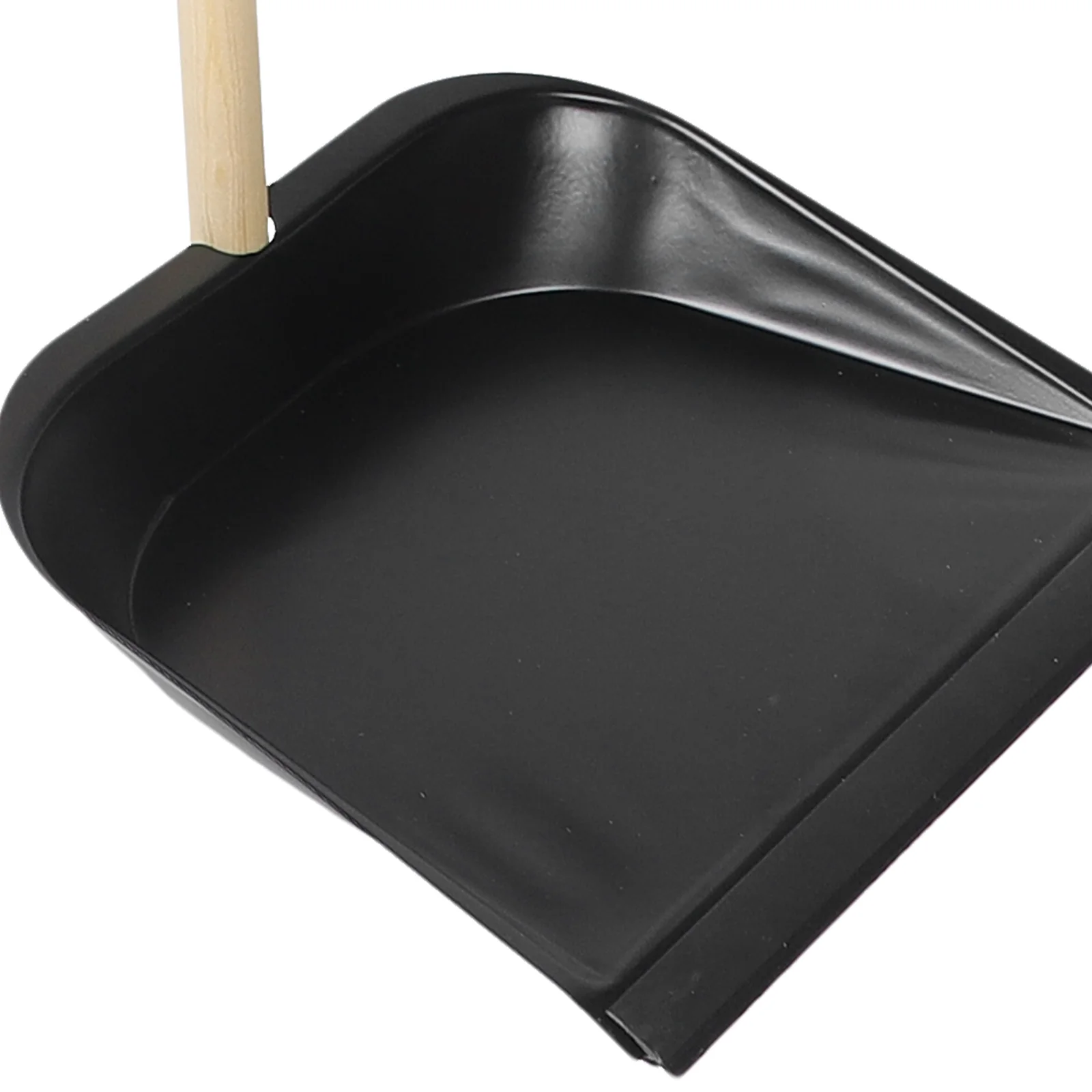 Solid Wood Bristle Broom and Dustpan Set Cleaning Brush Home Supplies Black Long Handle Garbage Wooden