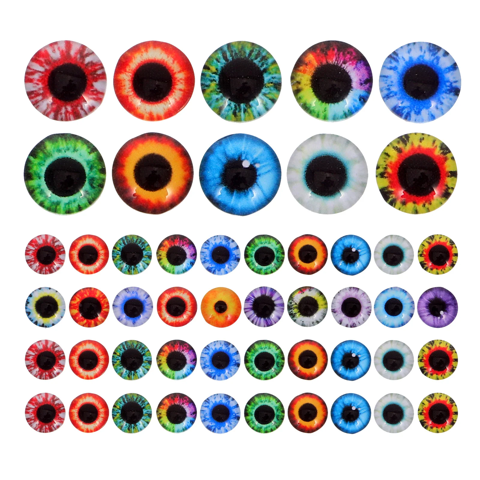

100Pcs Flat Back Glass Dragon Eye Cabochons Convex Shape Flat Bottom for Jewelry Making Crafts Halloween Eyeballs Decorations