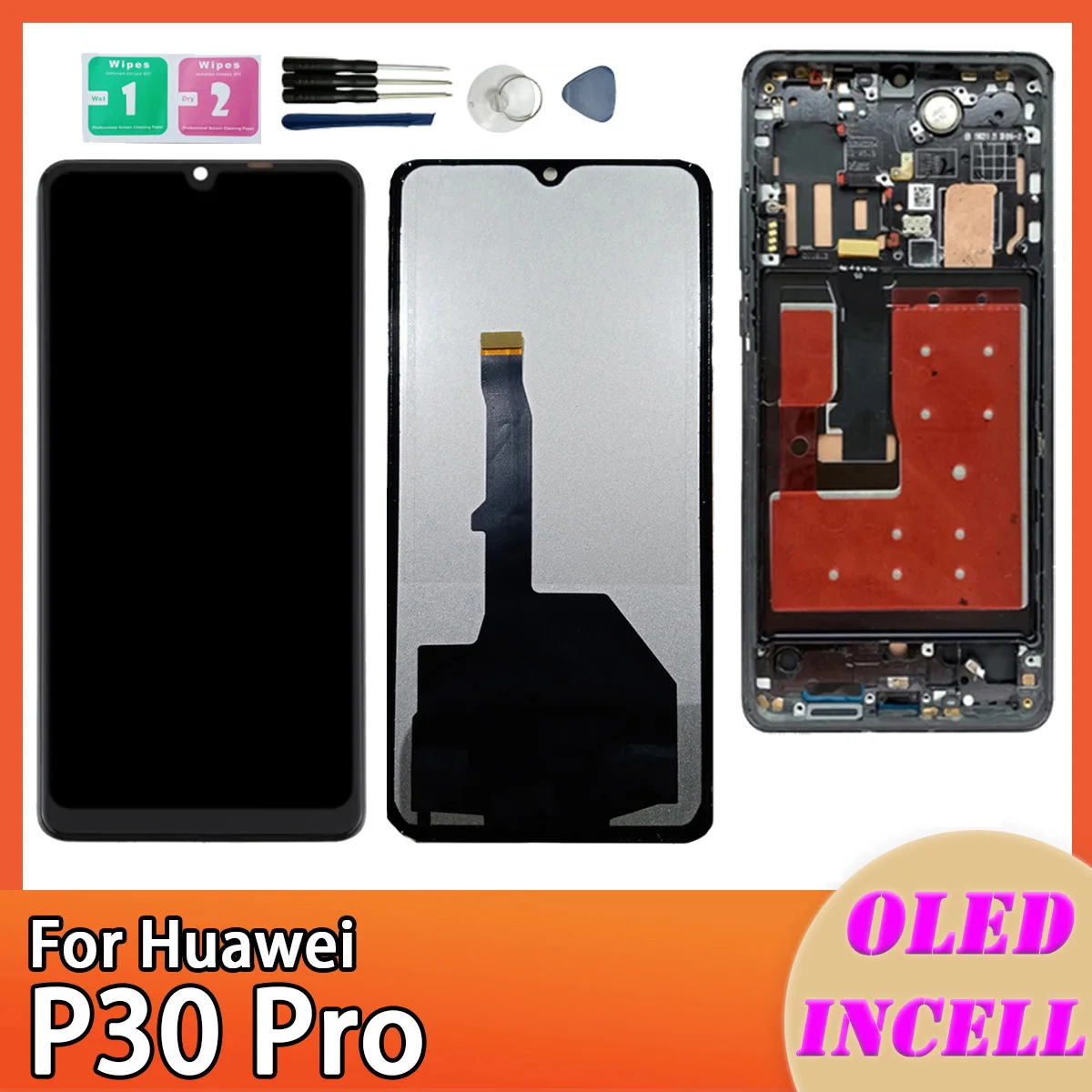 6.47 Inch P30 Pro For Huawei P30 Pro Lcd VOG-L04 L09 L29 Display With Touch Screen Digitizer Assembly With Frame No fingerprints