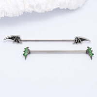 JHJT 1PC 14G Wings Industrial Barbell Piercing Stainless Steel Industrial Ear Cartilage Piercing Jewelry