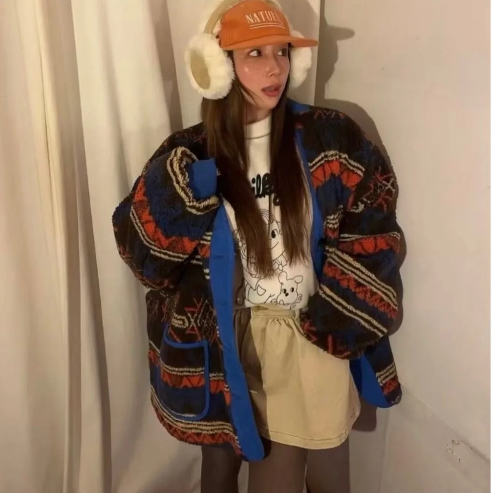 معطف نسائي فضفاض طويل من فراء الضأن من Faionable لخريف وشتاء جديد Sle ريترو شبابي للتخسيس أنيق #3