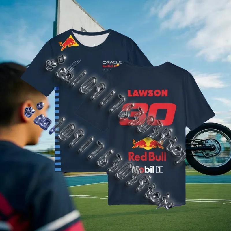 

MOTO New Men's Quick-drying Locomotive T-shirt F1 Racing Liam Lawson 3d Print Sports Comfortable Breathable Short Sleeves