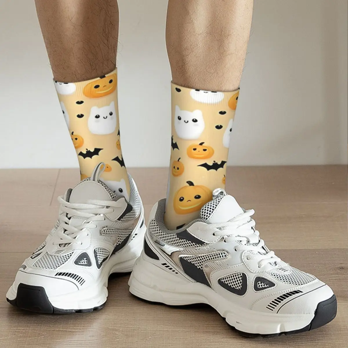 Sweat Absorbing Crew Socks para homens e mulheres, quente, retro, abóbora, halloween, bruxa, assustador, inverno