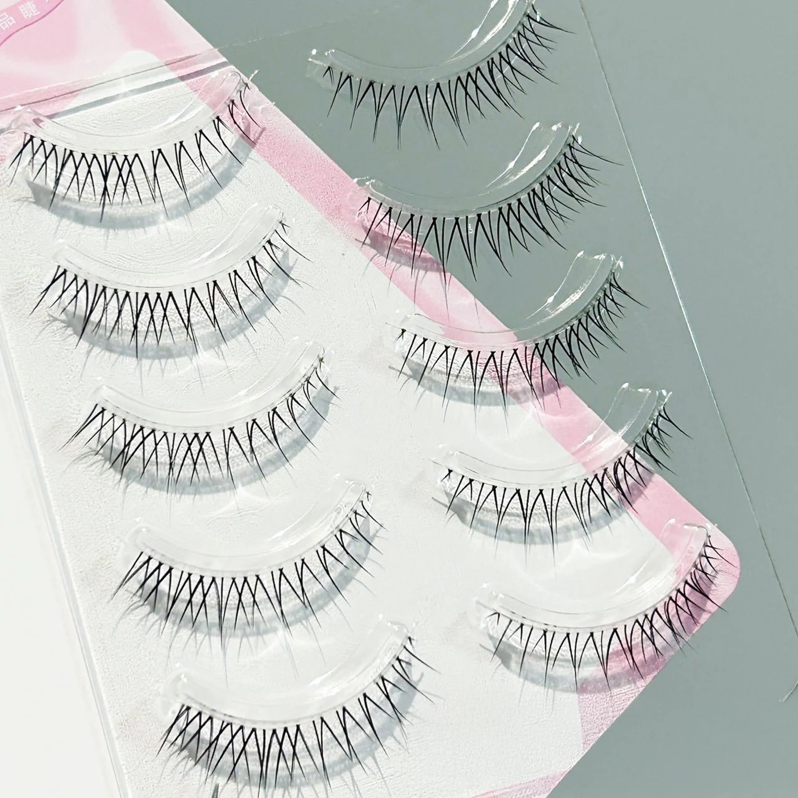 5pairs Natural False Eyelashes Thin Band Hand Made Short Lighter Eyelash Cosplay Korean Fashion Wispy Extension Makeup Tools