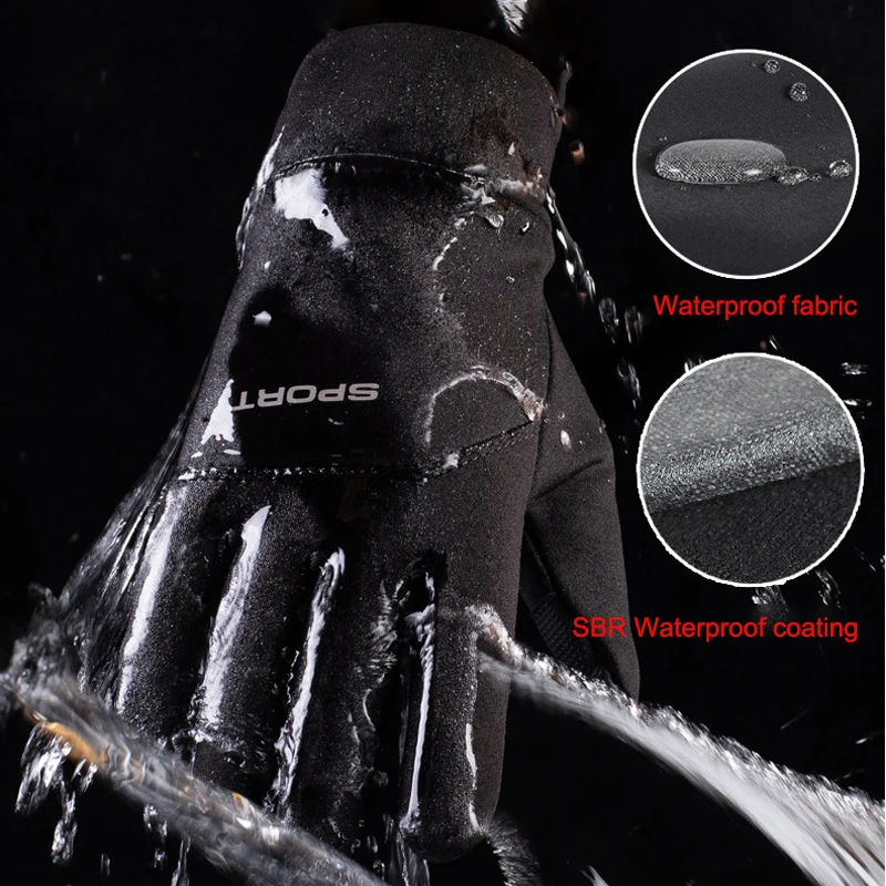 Winter Gloves Men Women Cycling Water-repellent Touch Screen Motorcycle Anti-Skid Reflective Warm Fleece Ski Sports Gloves