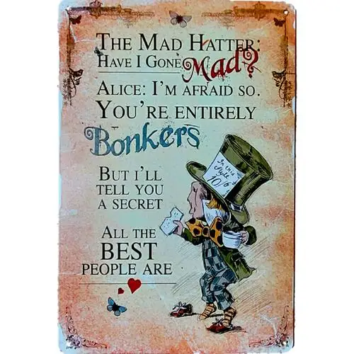 Alice;s Adventures in Wonderland Vintage Metal Sign 