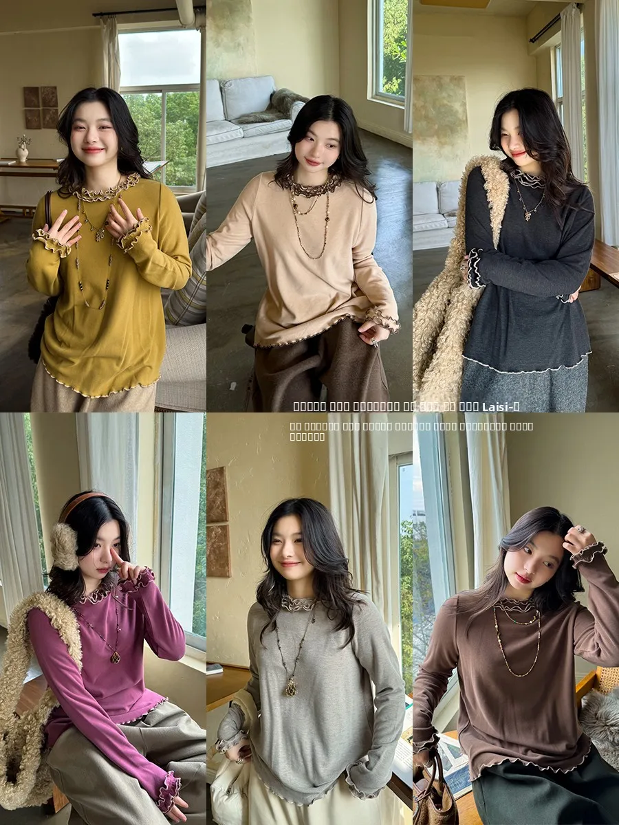 

Ele Soft Wool Blend T-irt Women's Inner Wear Anne Forest Collection Floral Lace Trim Slimming Comfortable Breathable