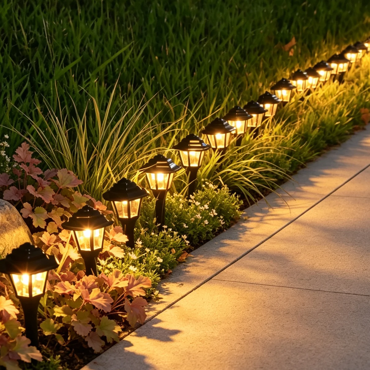 Solar LED Garden Stake Lamps, Retro Lantern Styling, Easy Install,  Perfect for Yard Edging, Walkway and Plant Bed Ornaments