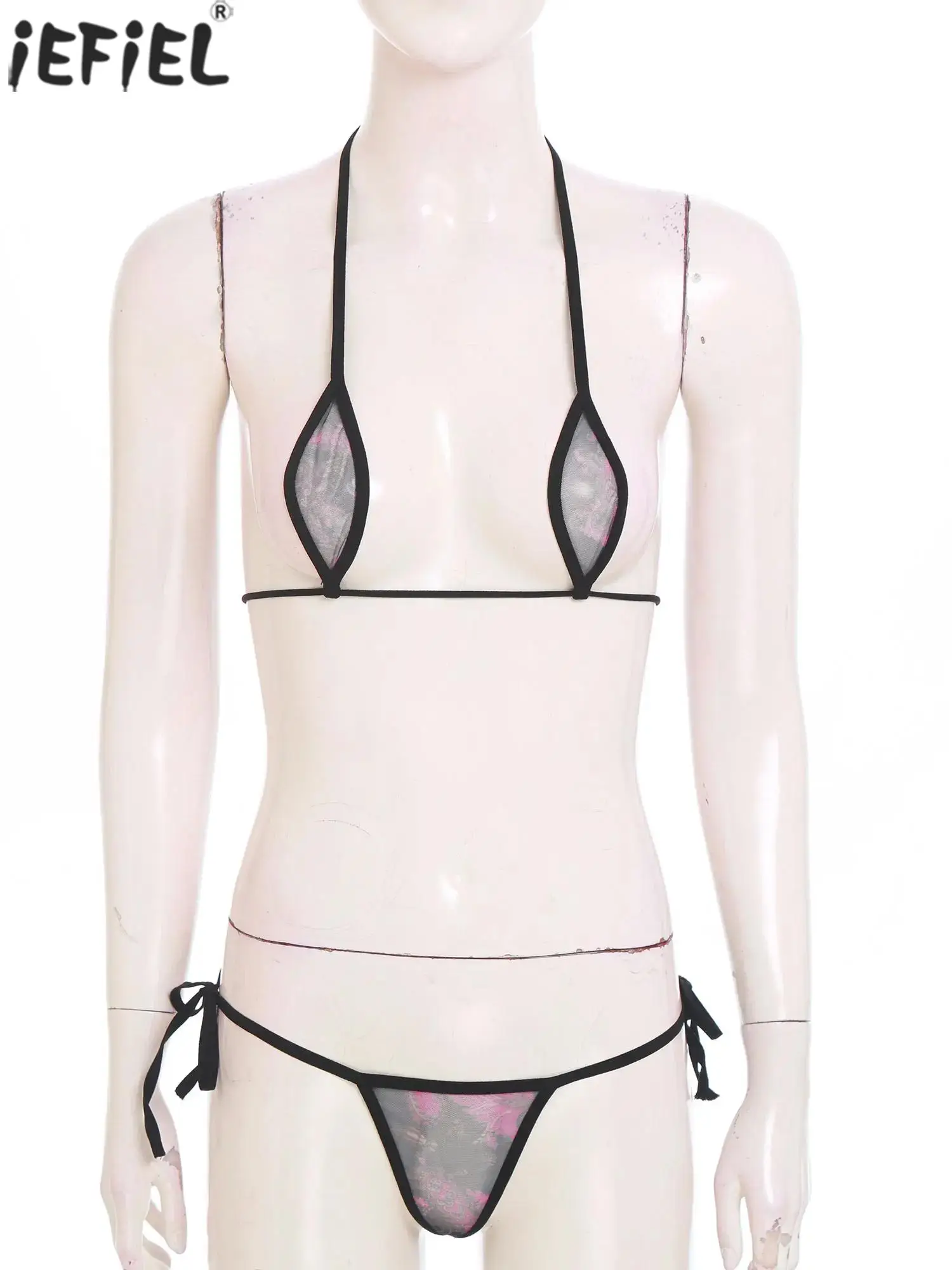 

Women Lingerie Mini Bikini Sets Couple's Dating Night Erotic Sleepwear Three-point Bra Thongs Set for Private Pool Parties Wear