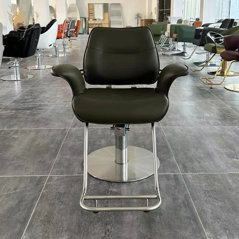 

# New Arrival Modern Black PU Leather Barber Chair With Chrome Base And Footrest