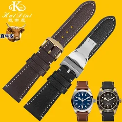 20mm 22mm men cowhide Watch Band For Tudor BLACK BAY M79250BA 1958 series lea-ther Watch Strap black/brown/blue Wrist strap