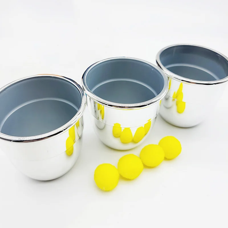Silver Plated Cups & Balls Set - Classic Magic Trick for Stage & Close-Up Illusions Magician Props