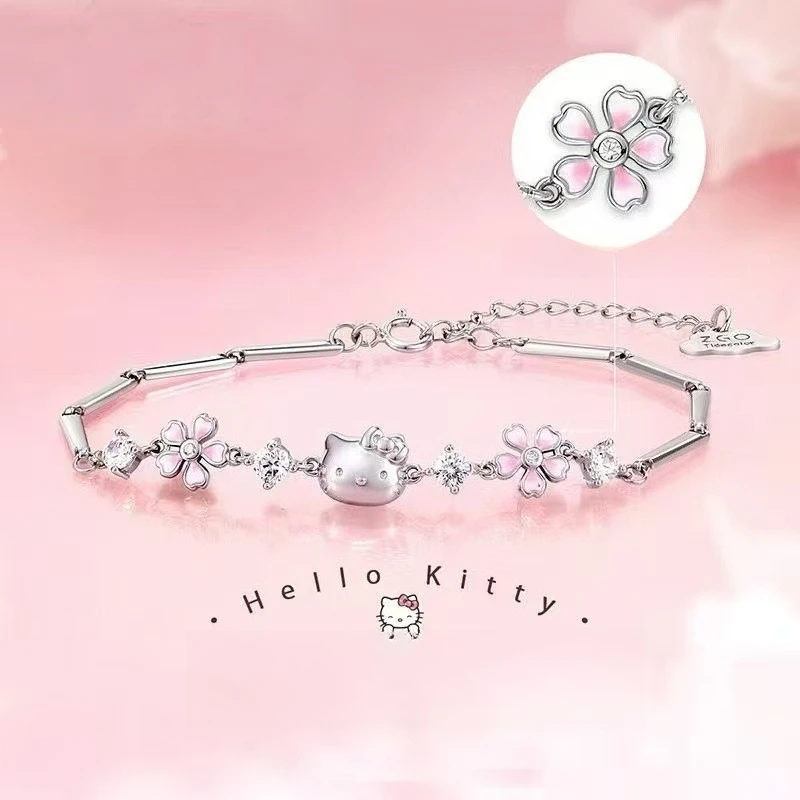 

Miniso Light Cherry Blossom Kitty браслет женский нишевый дизайн универсальный Sanrio Lucky четырехлистный браслет из крокодиловой кожи женский подарок