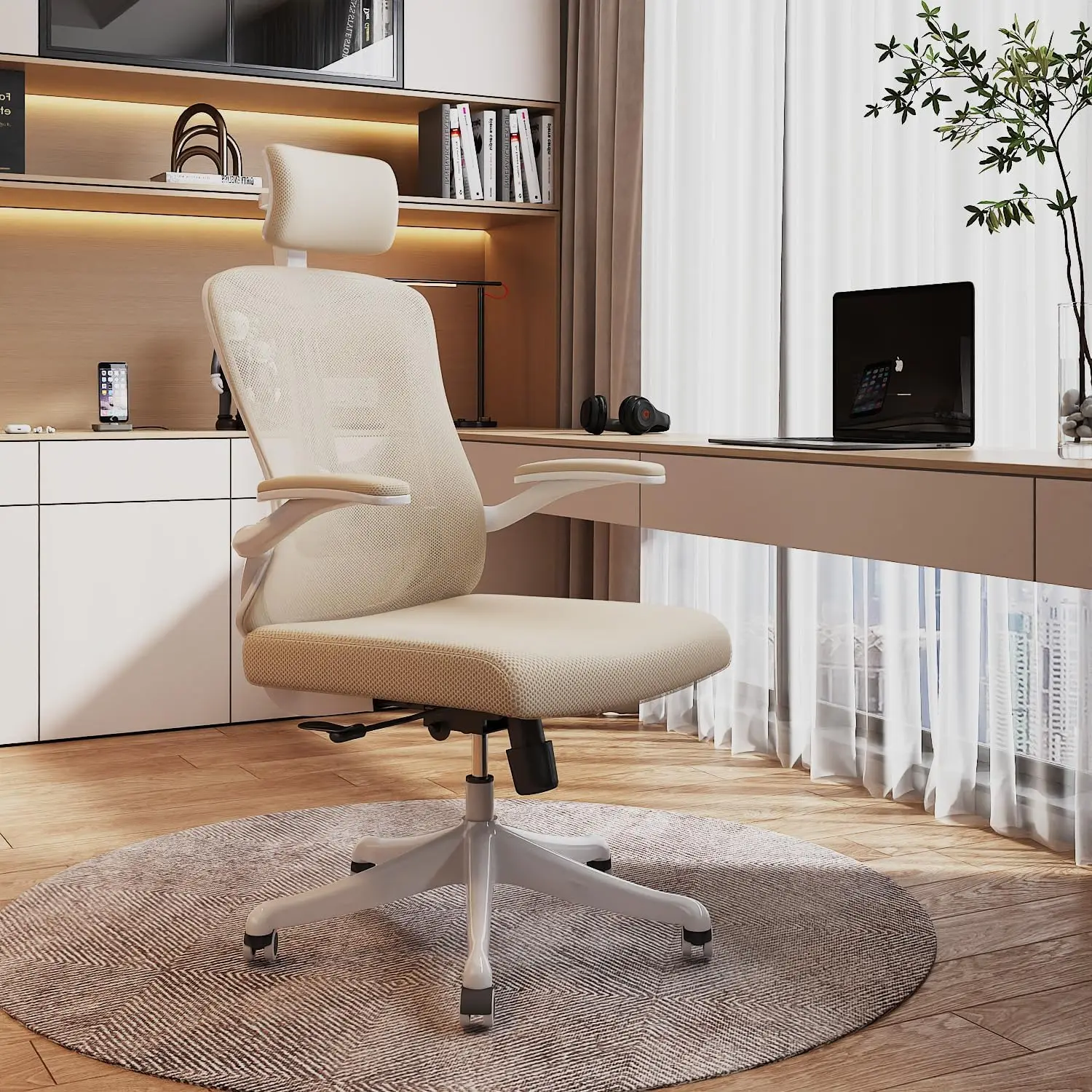 

Офисный стул, эргономичный удобный домашний настольный стул емкостью 350 фунтов, игровой стул с высокой спинкой и колесами, сетчатый компьютерный стул