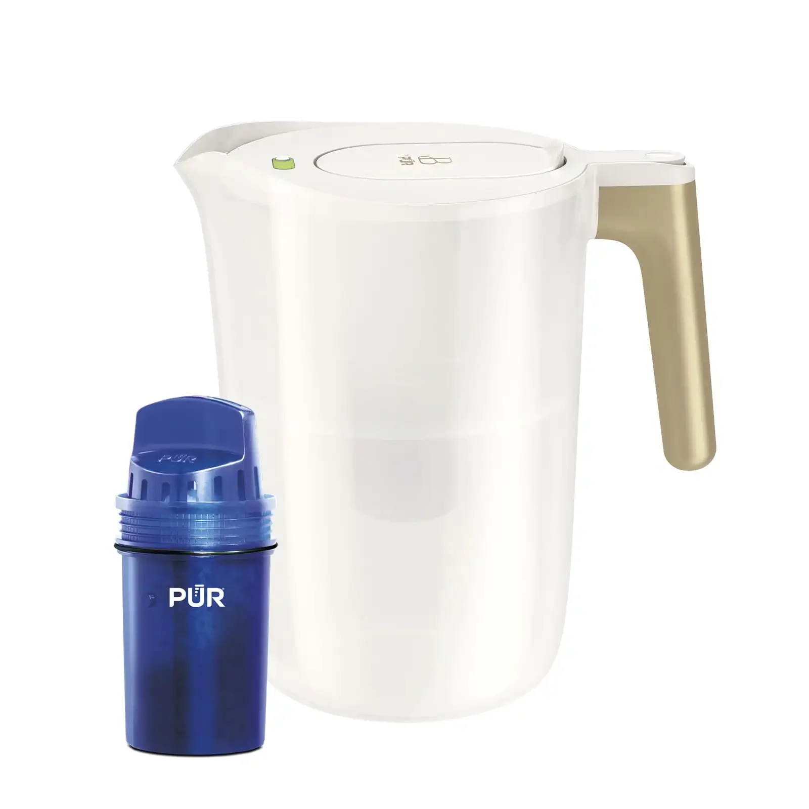 

12-cup water filter pitcher with pour spout lid to prevent odors and particles from entering the water