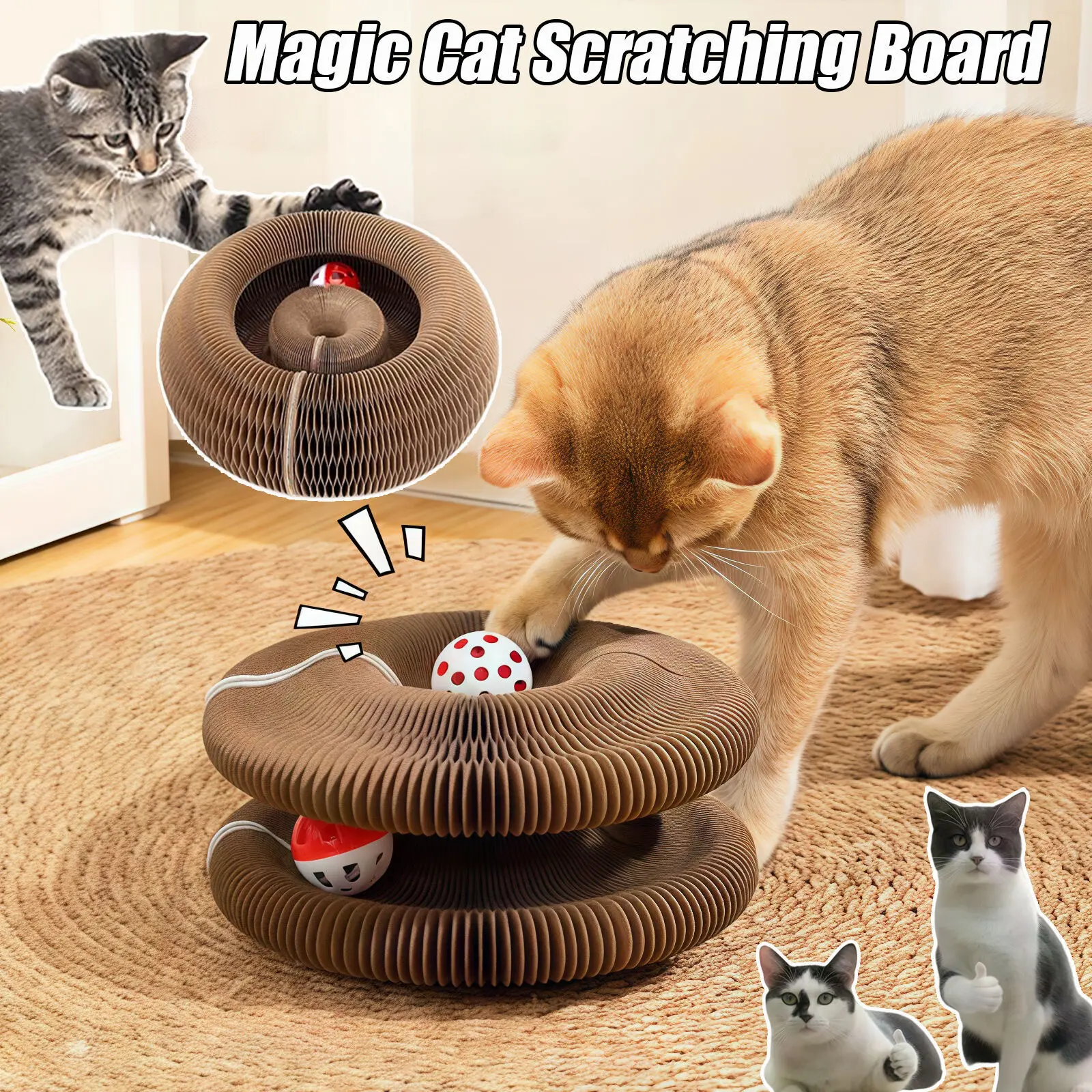 Magic Organ Cats Scratcher Toy Cat Scratch Board Round Corrugated Scratching Post Toys for Cats Grinding Claw Cat Accessories