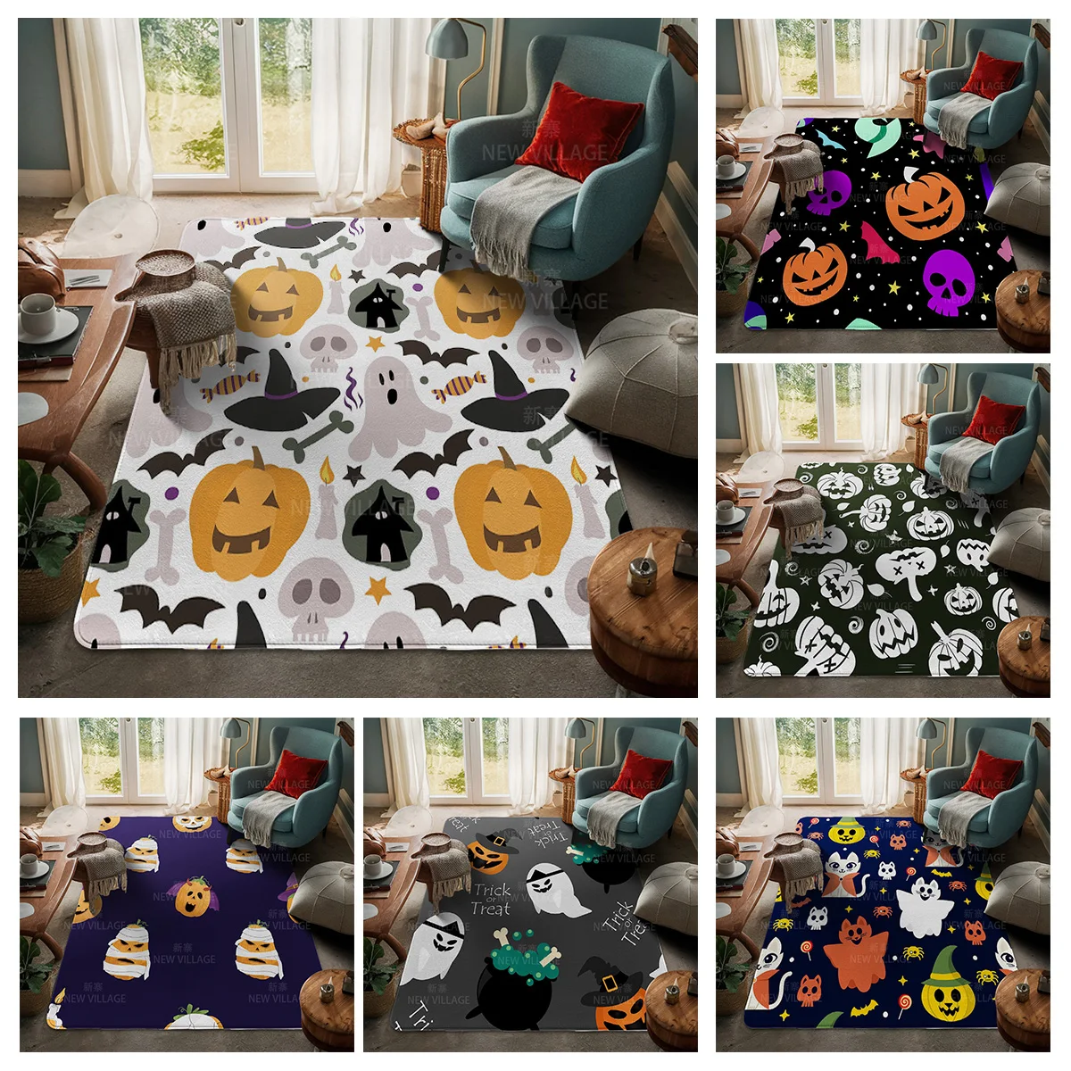 House entrance carpet Home door mat Living Room Bath Foot bathroom non-slip water absorption rugs bath Halloween Autumn Pumpkin