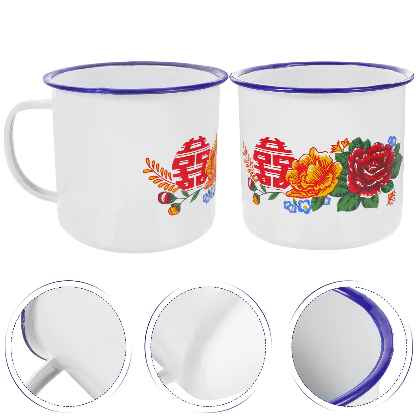 

2 шт., эмалированная чашка, классический ретро-дизайн, утолщенная кружка для дома, вечеринки, путешествий, посуда для напитков, винтажный стиль, вода, кофе, сок