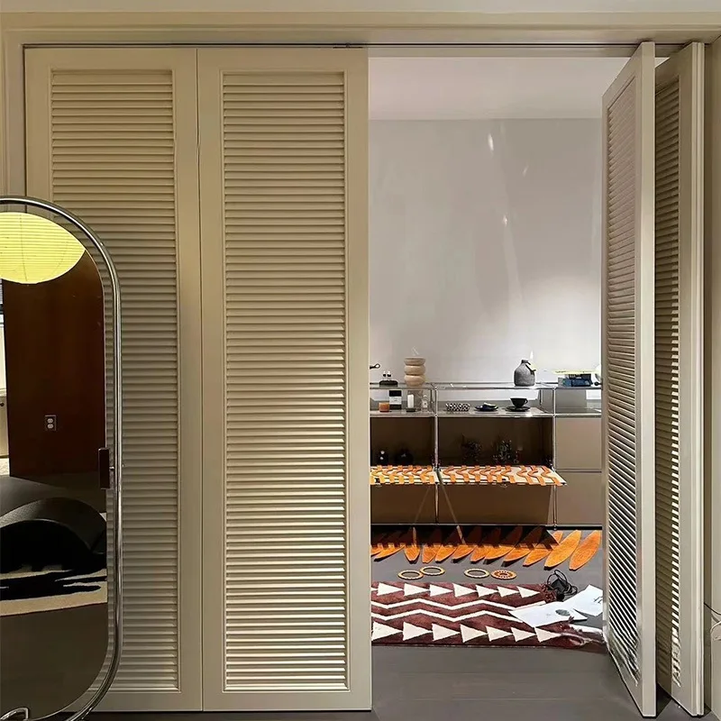 

Folding door bedroom balcony cloakroom partition sliding door movable louver wardrobe door