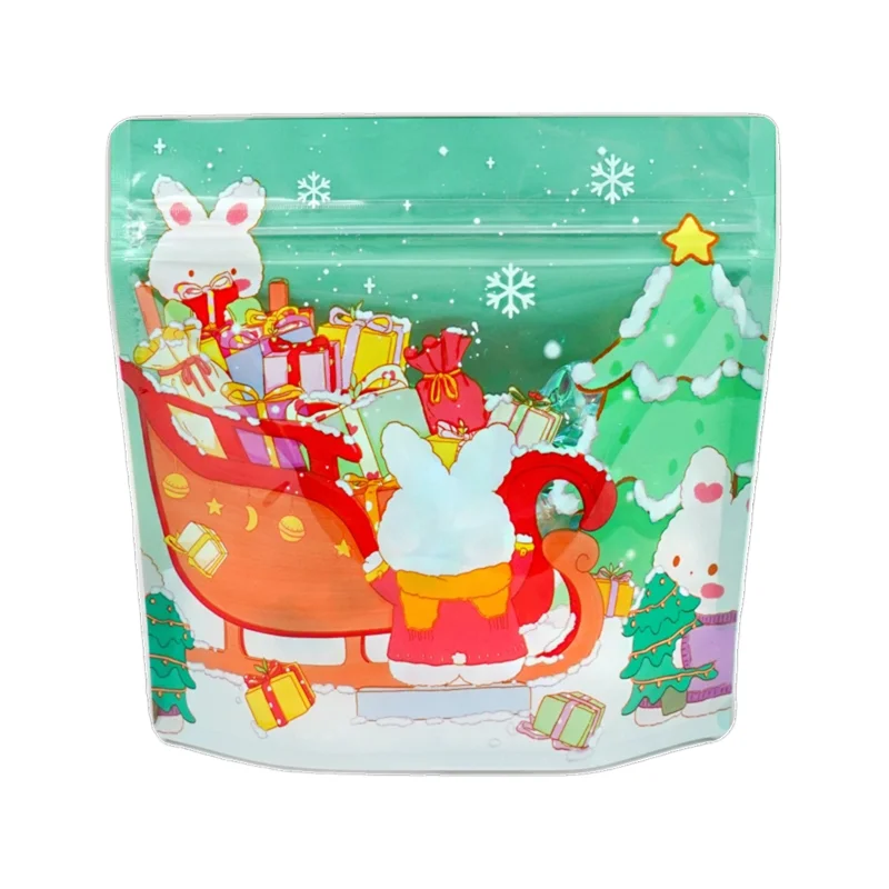 StoBag 50/100pcs Merry Christmas Candy Snack Ziplock Bags Packaging Cute Small Kids Cartoon Plastic Sealed Food Storage Pouches