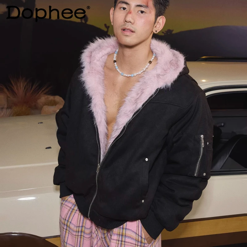 

Men's 2025 Winter New Double-sided Wear Thickened Parkas Men's Zipper Comfort Handsome Tops Solid Color Pocket Decoration Coats