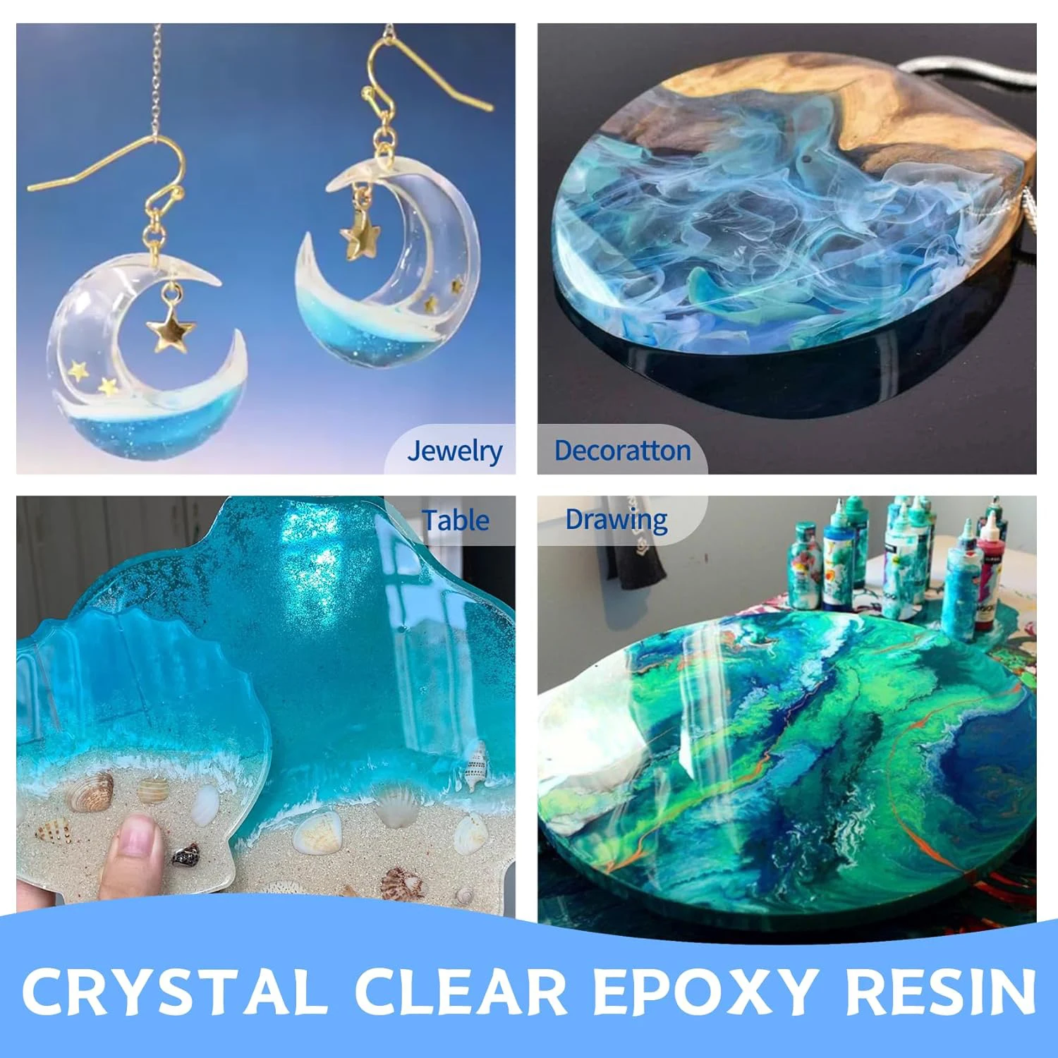 Clear Epoxy Resin Kits, Bubbles Free Epoxy Resin, Table Top & Bar Top Casting Resin, Epoxy Resin for Jewelry Making, Art Crafts.