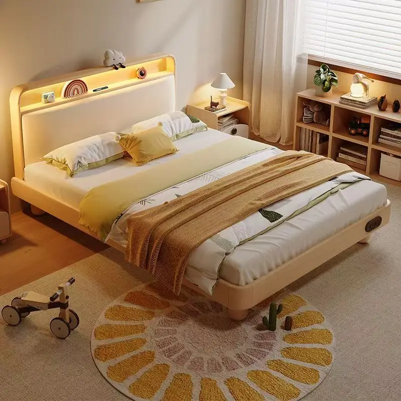 

！@Professional Living Room Furniture Bassiness Bedside Sleepers Kids Wooden Toddler Bed With Led Light