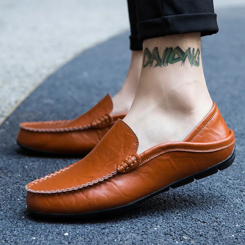 Men's Shoes PU Leather Loafers Black White Yellow Brown Blue New Casual Shoes Fashionable Slip on Doudou Shoes Plus Size 38-46
