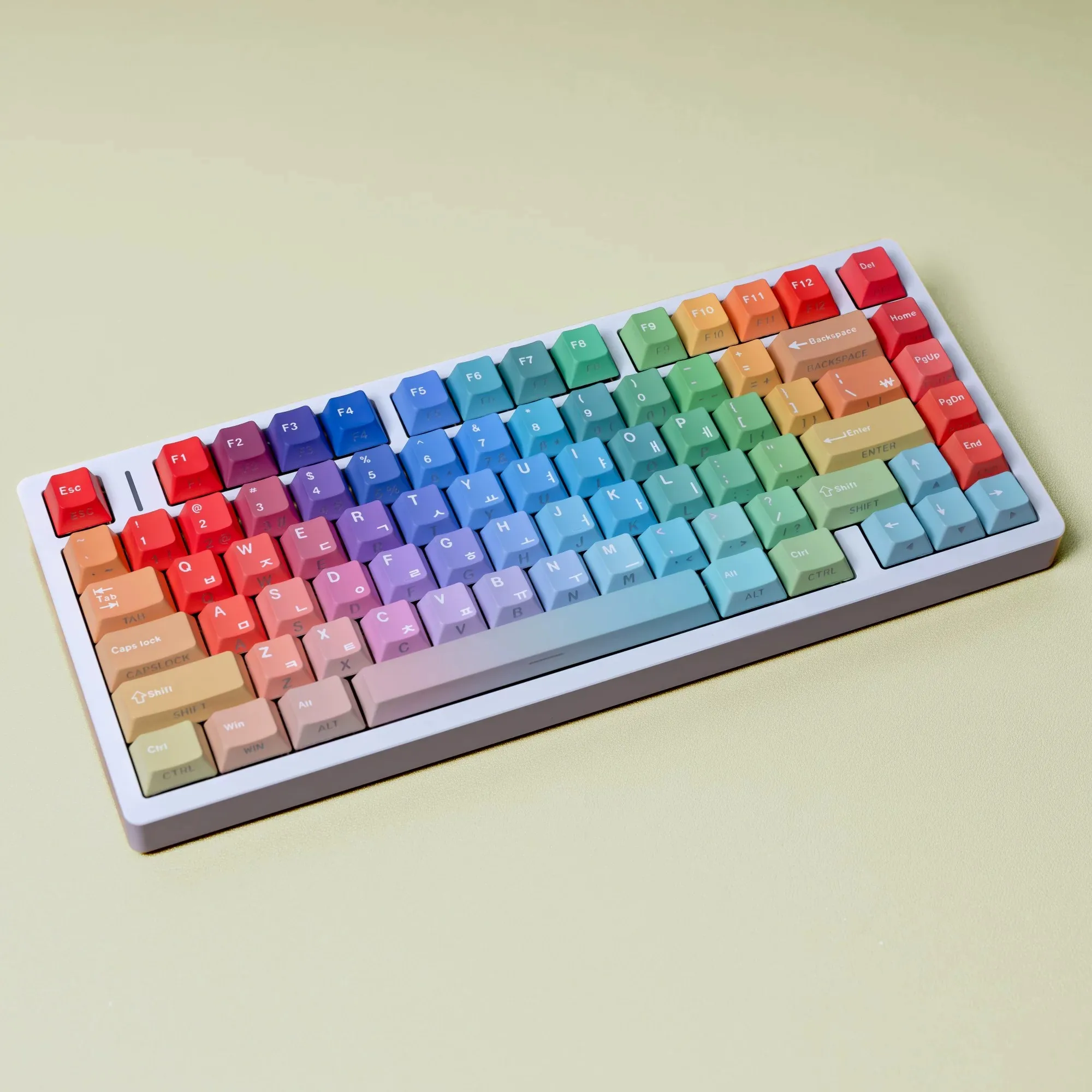 130 keys Gradient Translucent Color Sided Printed Keycaps  for Mechanical Keyboard Russian Korean Cangjie Key Caps Cherry PBT