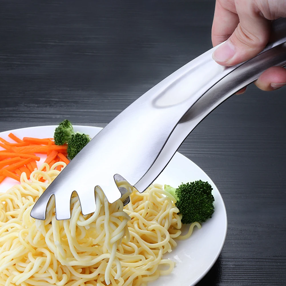 

3pcs Stainless Steel Spaghetti Tongs Thick Food Clip Multifunction Serving Tongs For Salad Vegetable Large Kitchen Serving Clips