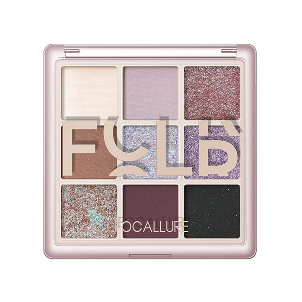 FOCALLURE 9 Colors Diamond Eyeshadow Palette Long-lasting Pearlescent Shimmer Matte Natural Eye Shadow Powder Makeup Cosmetics