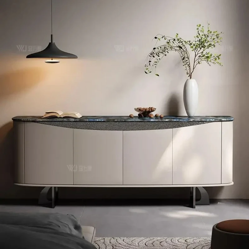 

Italian minimalist TV cabinet light luxury marble storage locker integrated high-end floor cabinet53