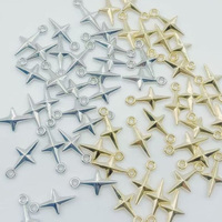100pcs 16x9mm Star Shape Charms Shining Stars Beadwork For Jewelry Making DIY Jewelry Silver Gold Color Pendant Charms