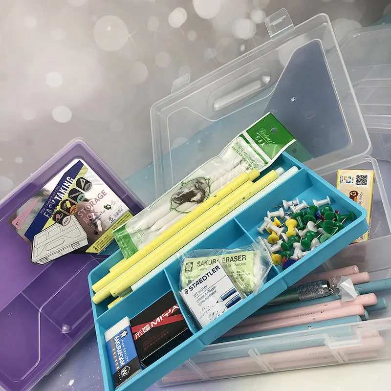 Large-capacity Double-layer Transparent Pencil Case, Multi-functional Storage Box, Stationery Box, Art Sketching Tool Box