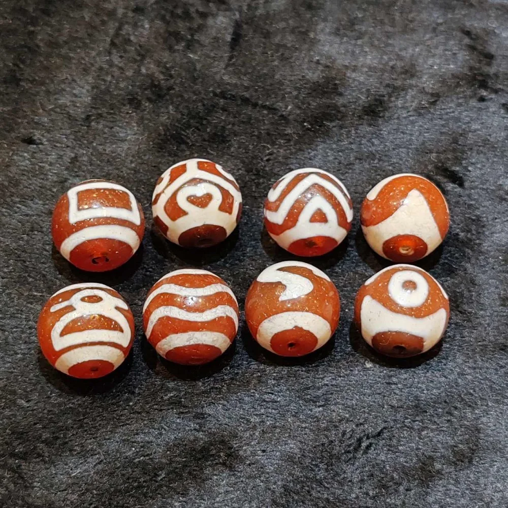 Tibetan Red Agate Dzi Heaven and Earth Tiger Teeth Wealth God Multi Totem Heavenly Bead Necklace Pendant DIY Accessories