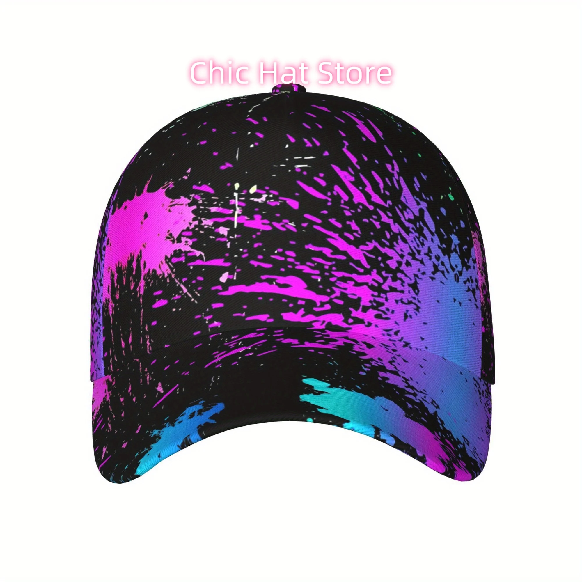 1pc Ink Splashing Printed Baseball Cap for Both Men and Women - Lightweight and Adjustable Sun Cap with Wide Brim, a Fashionable
