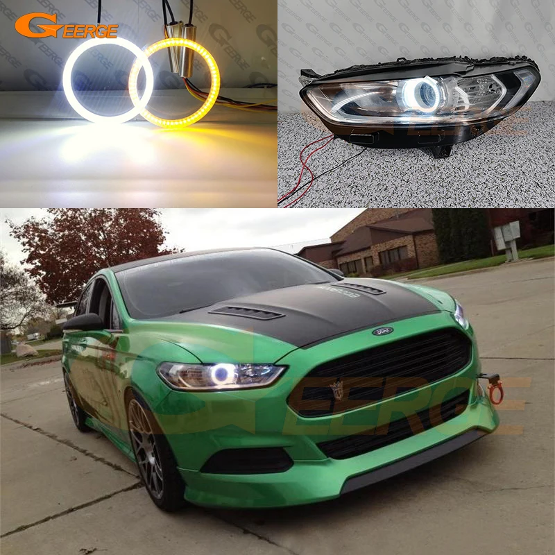 Dla Ford Mondeo Mk5 V Fusion 2013 2014 2015 2016 Ultra Bright A/W Switchback Day Light Turn Signal Led Angel Eyes Kit Halo Rings